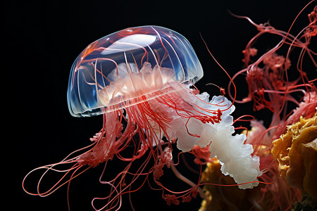 透明的海洋水母背景图片