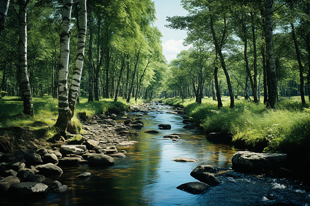 翠绿的树林背景图片