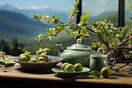 清雅的茶香背景图片