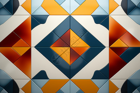 几何三角装饰彩色瓷砖背景