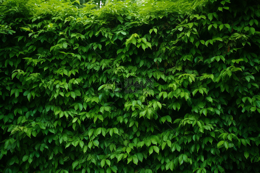绿色树叶的墙壁图片