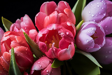 缤纷的郁金香花海背景图片