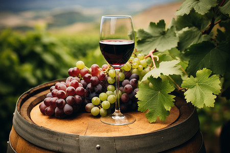 葡萄园里的红酒背景图片