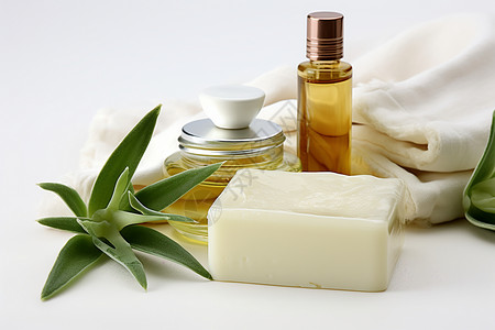 护肤香皂和精油背景图片