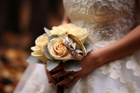 花束与婚戒背景图片