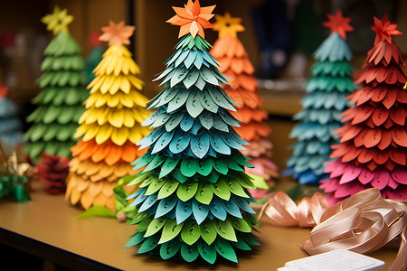 手工制作的圣诞树背景图片