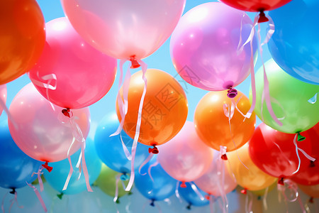 彩色喜庆派对上欢快的庆祝气球背景