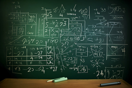 提高分数数学黑板上的复杂计算背景