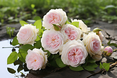 粉色的玫瑰花束背景图片
