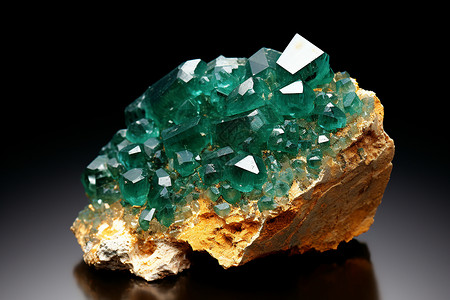 翠绿的宝石结晶矿物高清图片