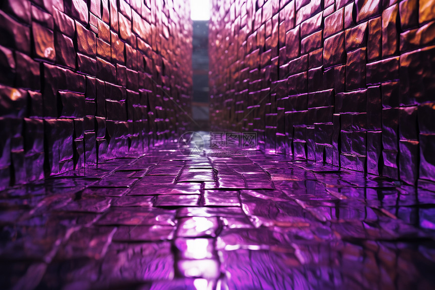 紫色砖石巷道图片