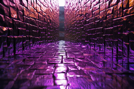 紫色砖石巷道背景图片