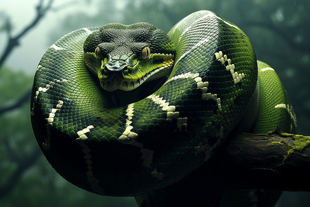 森林里面凶猛的蟒蛇背景图片