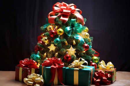 精美的圣诞树装饰背景图片