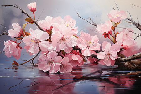 樱花绽放的美丽插图背景图片