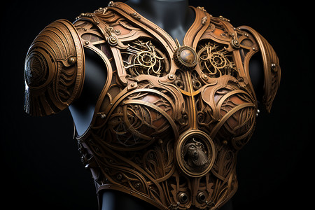复杂青铜花纹的盔甲背景图片
