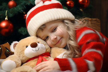 小女孩与玩具熊背景图片