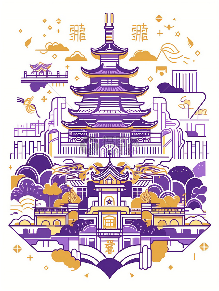 传统的紫色建筑图片