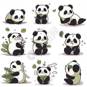正在搞怪的熊猫图案插画