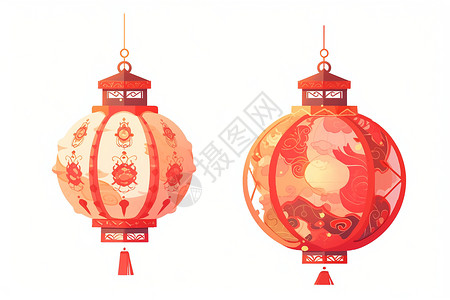 节日红色装饰传统中国灯笼插画
