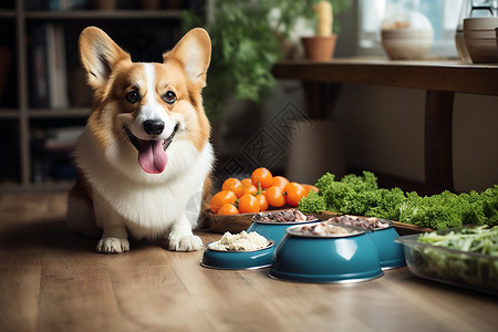 狗狗享用美食高清图片