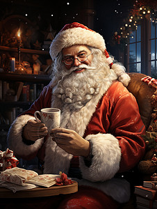小屋里的圣诞老人背景图片
