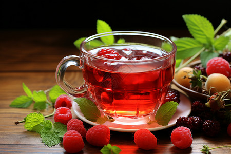芳香四溢的红莓果茶背景图片
