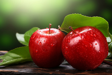 清新可口的红苹果背景图片