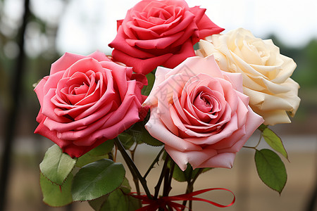浪漫绽放的玫瑰花朵背景图片