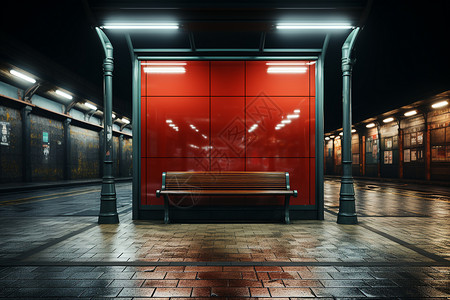 现代城市的公交站背景图片