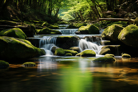 娟娟细雨青山绿水的美丽景观背景