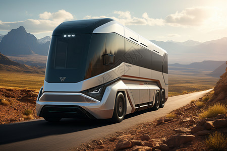 山路崎岖未来之旅的电动货车设计图片