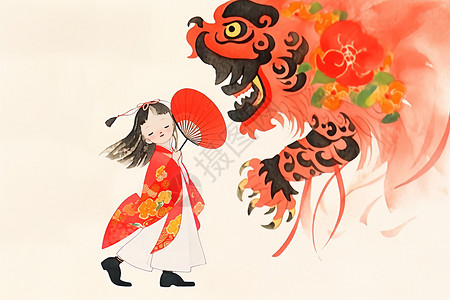 儿童舞狮背景图片