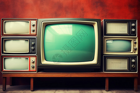 复古装修空间的电视背景图片