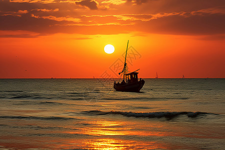 海上的夕阳风景背景图片