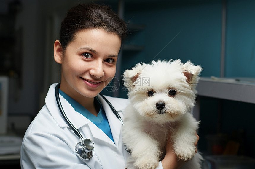 宠物医生抱着小狗图片