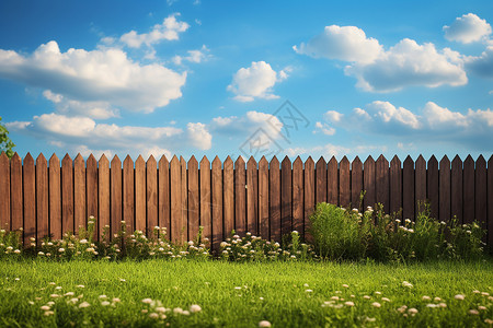 花园中木质的围栏背景图片
