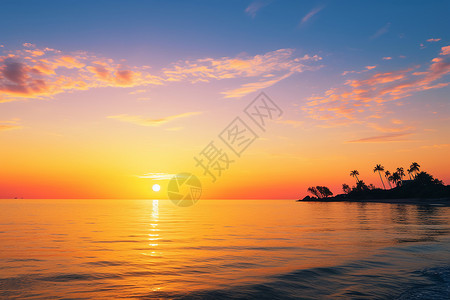 日落下的海洋背景图片