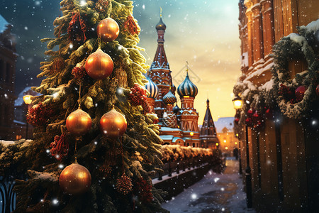 冬夜圣诞树背景图片