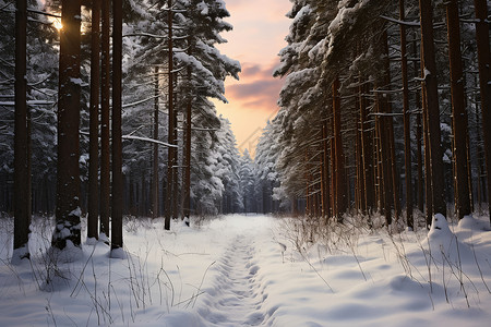 冬雪森林背景图片