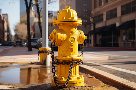 路边的一个黄色消防栓背景图片