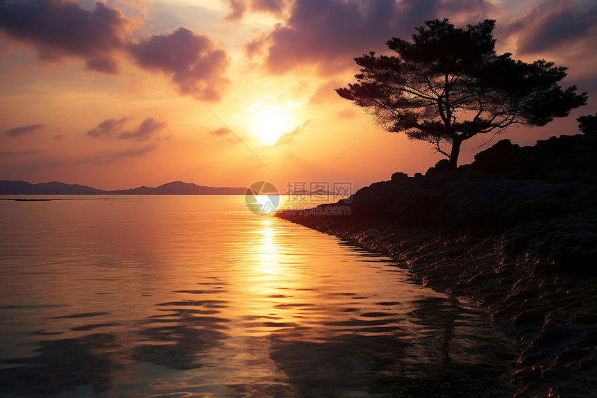 日落时的小岛图片
