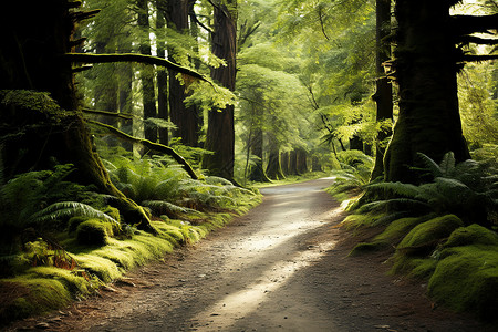 森林中的小路背景图片