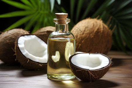 美容治疗天然的椰子和椰油背景