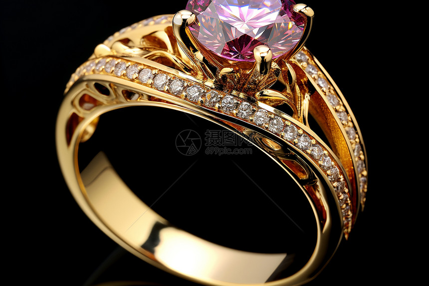 粉红宝石戒指图片