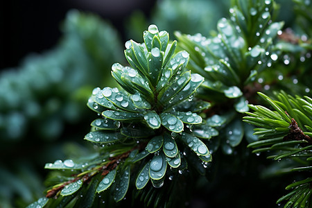 绿色植物上的水滴背景图片