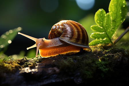 森林中的蜗牛高清图片