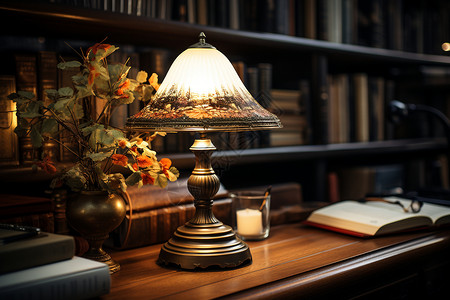 书房的台灯背景图片