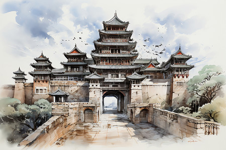 古城之门背景图片
