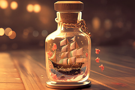 船在瓶子里背景图片